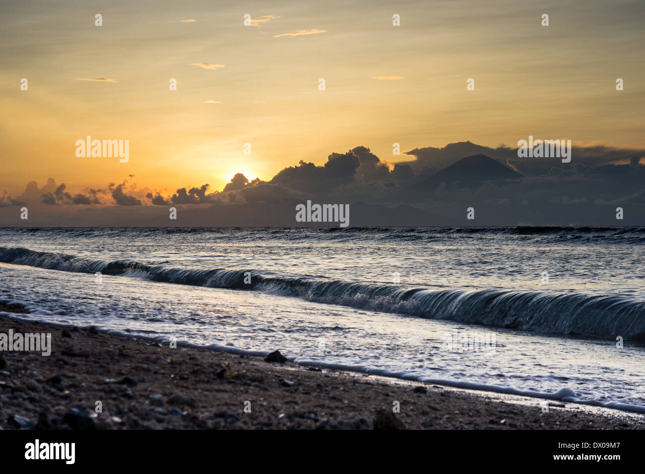 Gunung Agung (Volcano) Bali. View from Gili islands, Trawangan, Indonesia Stock Photo