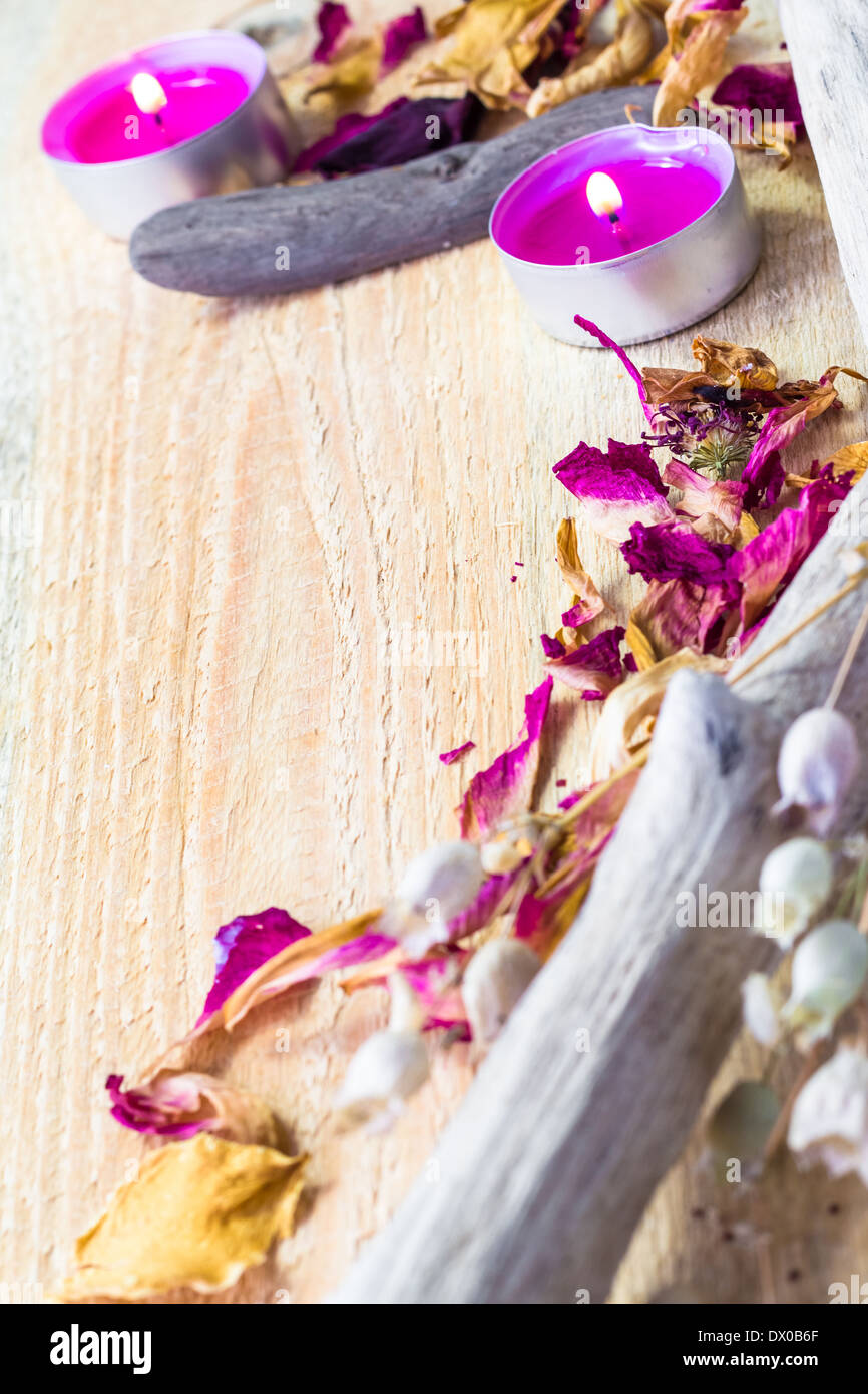Elements spa treatments on a wooden table Stock Photo