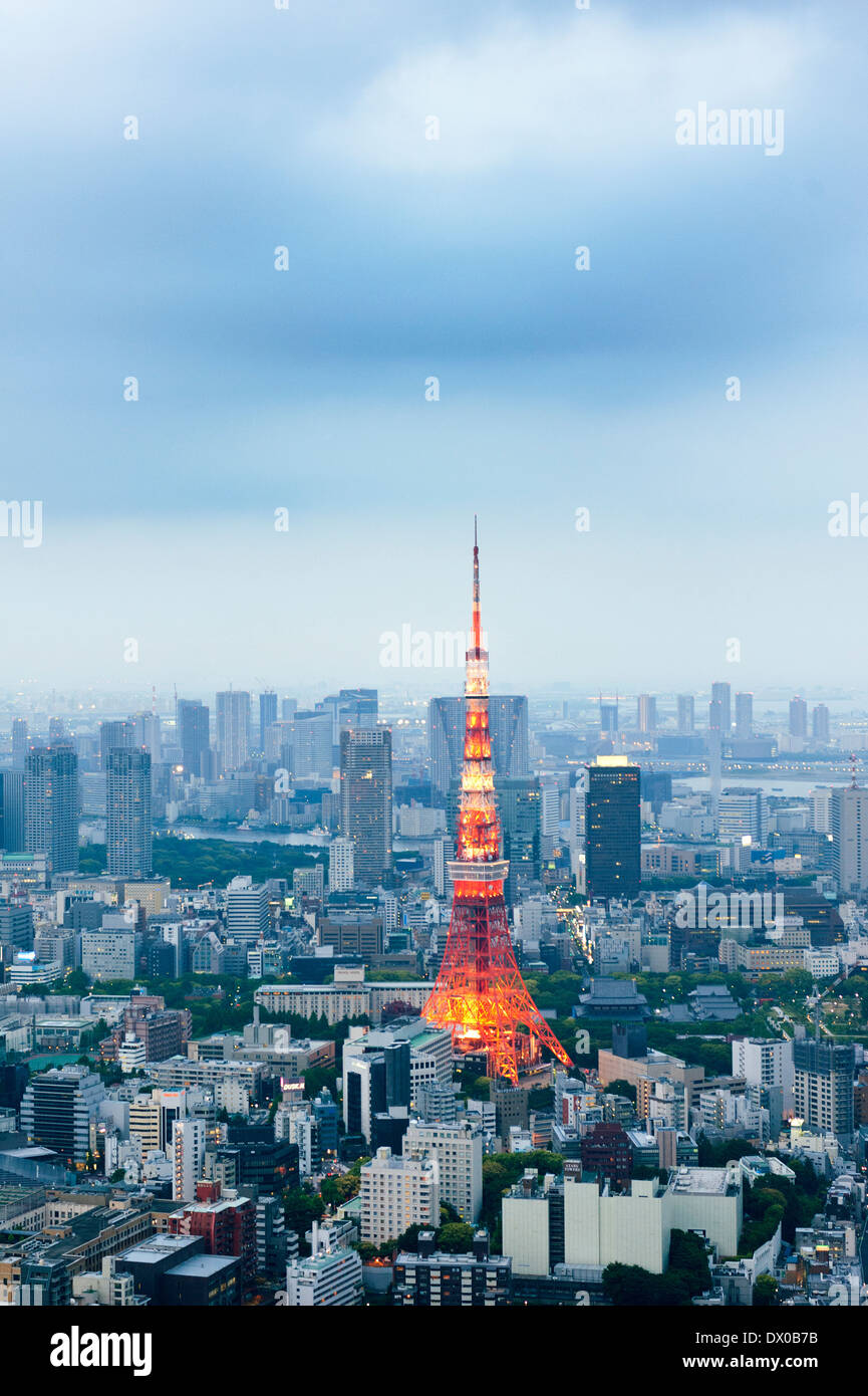 View of skyline of Tokyo and the Television Tower in Japan Stock Photo
