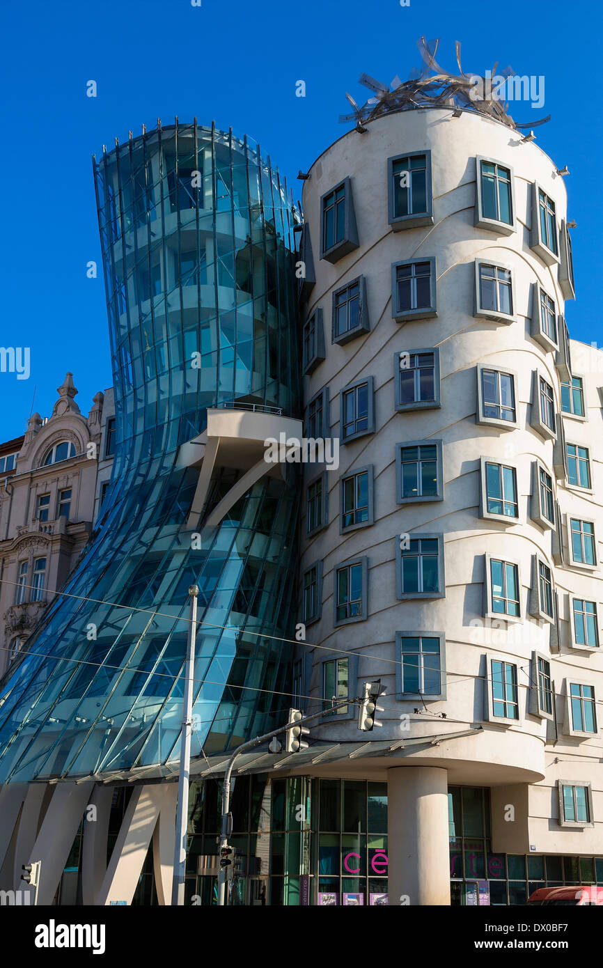 Prague, Dancing House by architects Gehry and Milunic Stock Photo