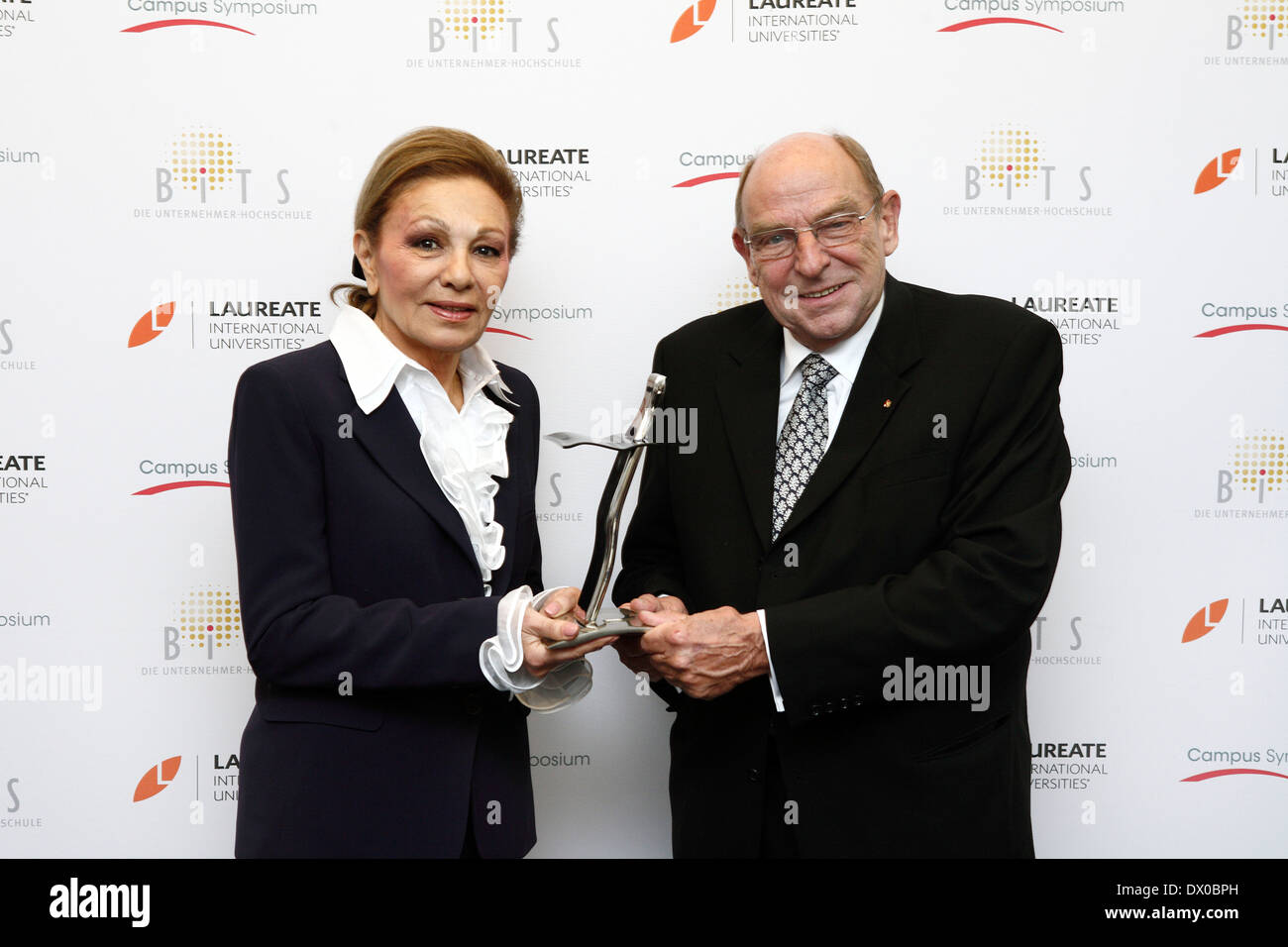 former Queen and exiled Empress of Iran farah diba-pahlawi receive charly award at campus symposium. iserlohn, germany Stock Photo