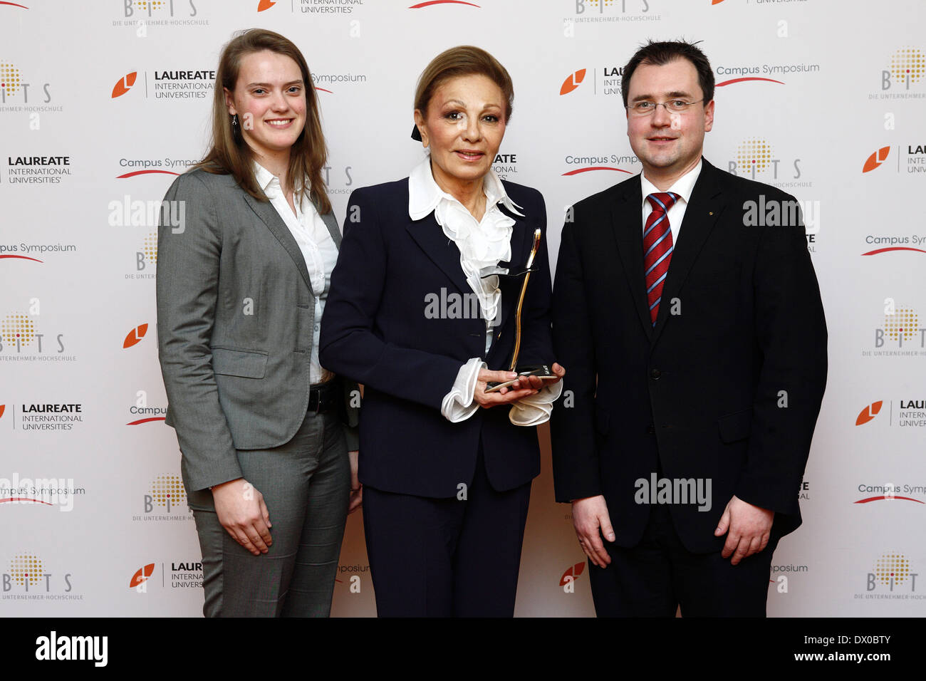 former Queen and exiled Empress of Iran farah diba-pahlawi receive charly award at campus symposium. iserlohn, germany Stock Photo