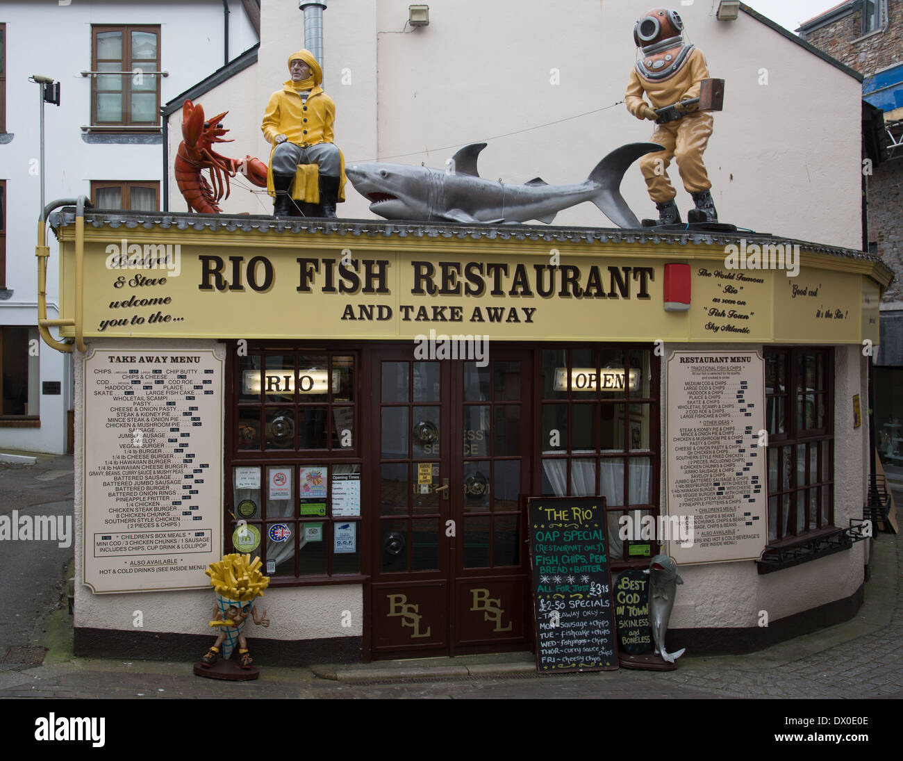 Shops in Brixham Devon Stock Photo Alamy