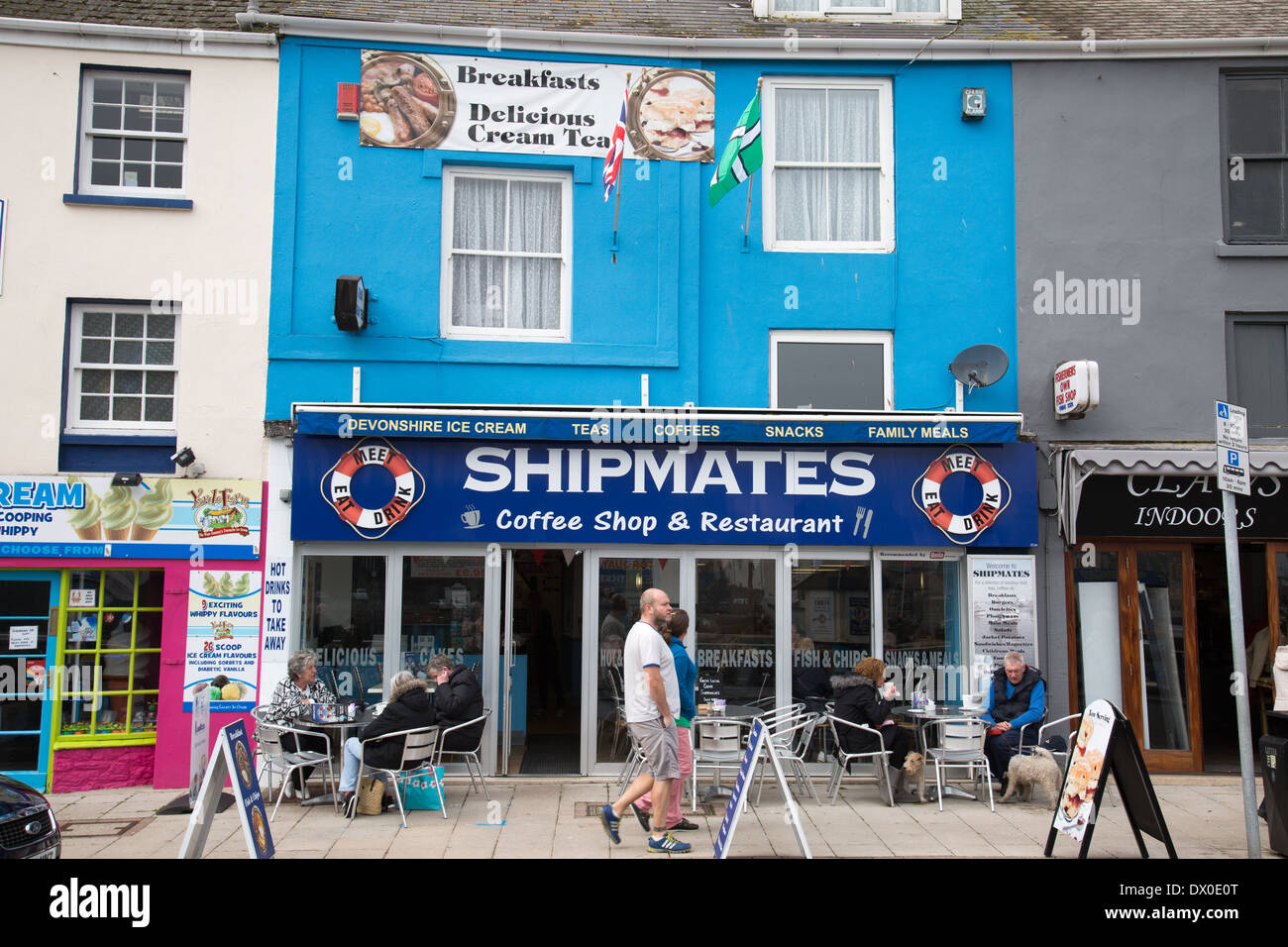 Shops in Brixham Devon Stock Photo Alamy