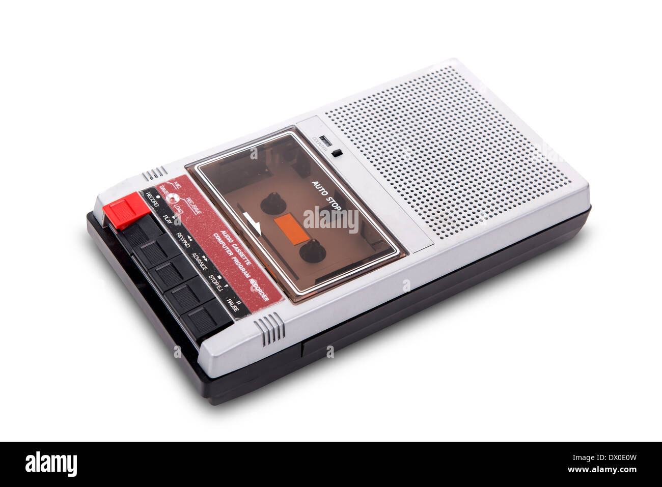 Old Cassette Tape player and recorder on a white background. Stock Photo