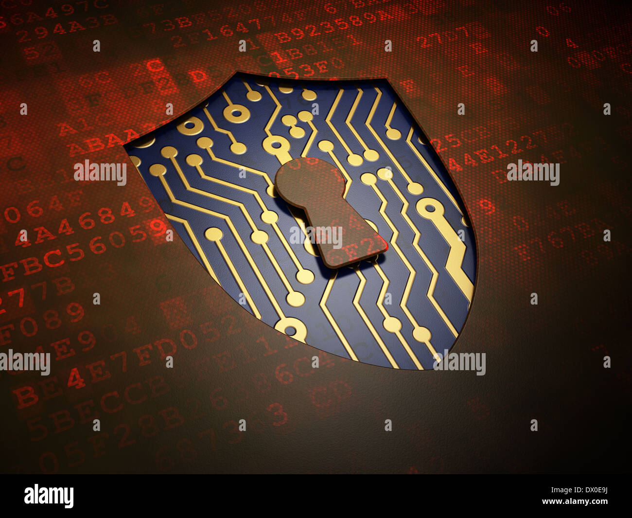 Security concept: Shield With Keyhole on digital screen background ...