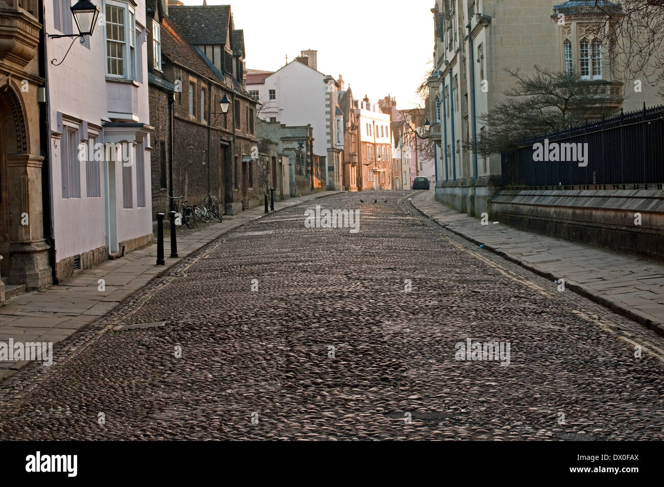 Merton Street cobbles, Oxford, UK Stock Photo