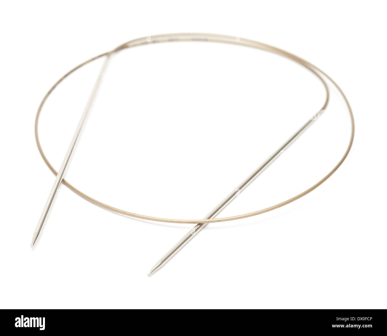 circular knitting needles isolated on white Stock Photo