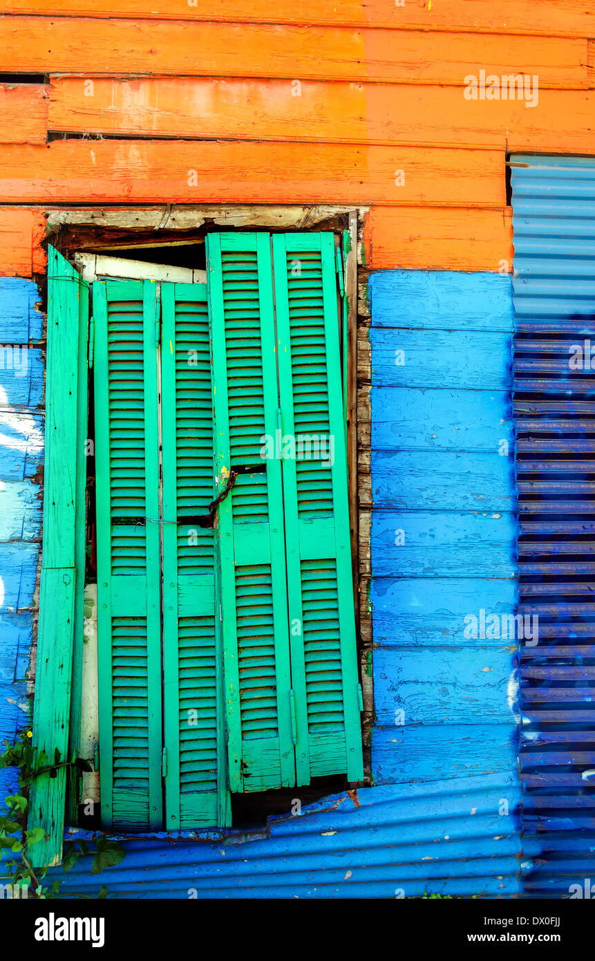Brightly painted wall in La Boca neighborhood of Buenos Aires Stock Photo