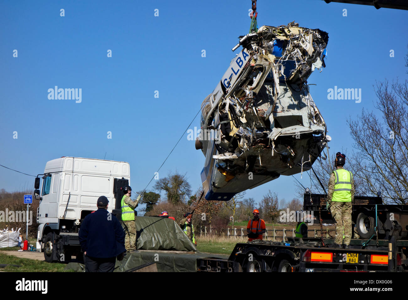 Helecopter crash Gillingham Beccles Norfolk England UK Among the 4 dead was Edward Haughey, Lord Ballyedmond Stock Photo