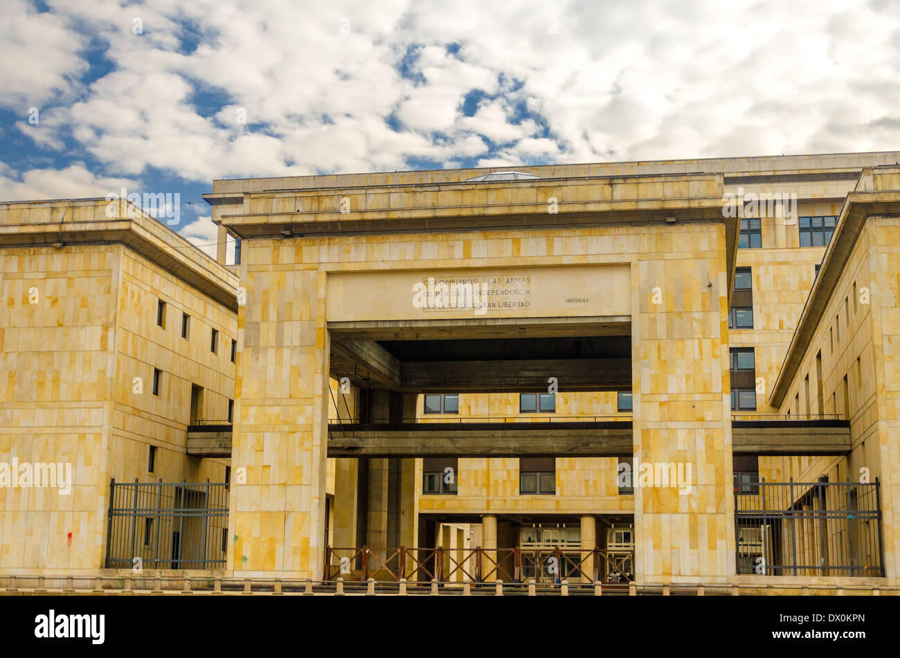 Facade of the Supreme Court of Colombia in the Plaza de Bolivar in Bogota Stock Photo