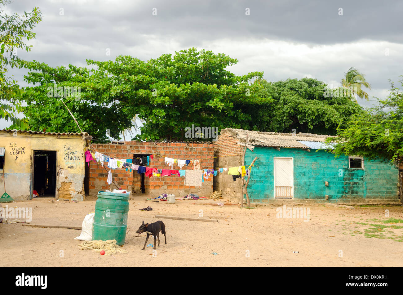Small and poor shacks in La Guajira, Colombia Stock Photo