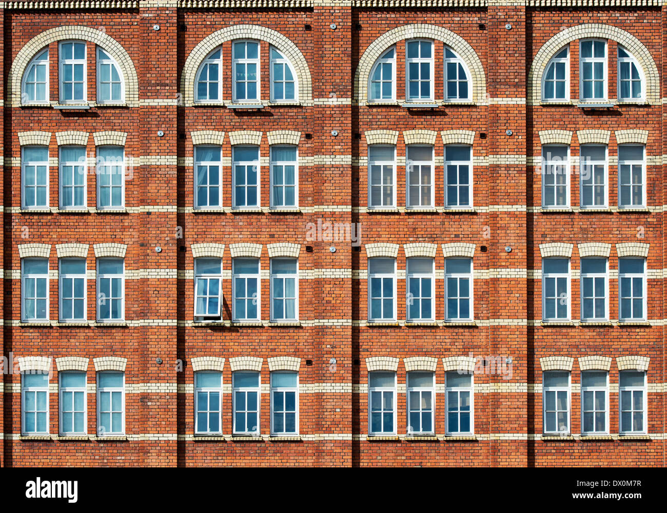 Brick and Window pattern. Stroud, Cotswolds, Gloucestershire, England Stock Photo