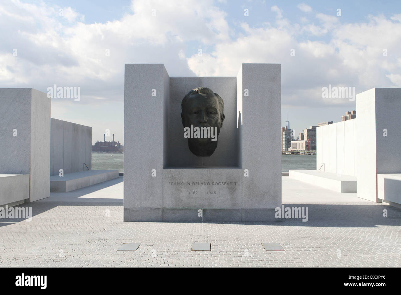 New York, New York, USA. 15th Mar, 2014. New york City Views from The Southern tip of Roosevelt Island. © 2013 F.D.R. statue in the Four Freedoms park freedom tower in background © Bruce Cotler/Globe Photos/ZUMAPRESS.com/Alamy Live News Stock Photo