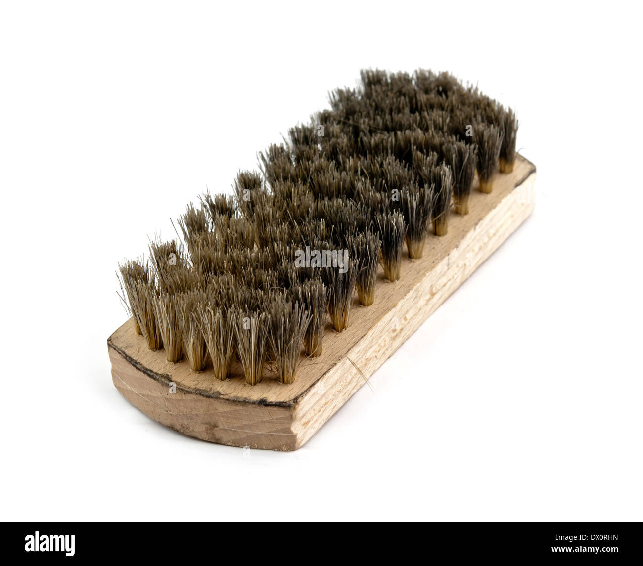 clothes (or shoe) brush with wooden handle isolated Stock Photo