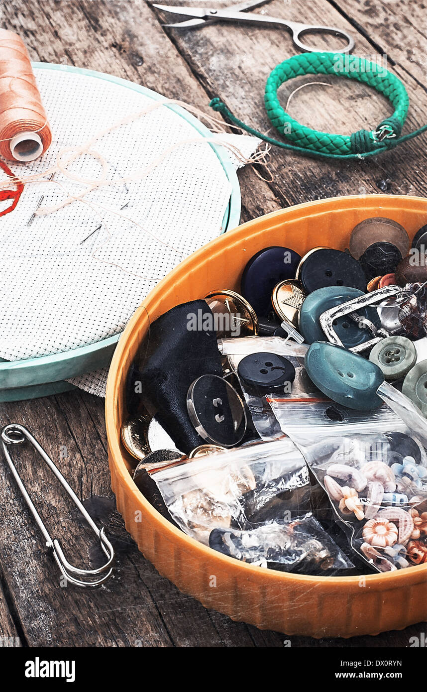 deprecated tools for sewing monochrome style Stock Photo Alamy