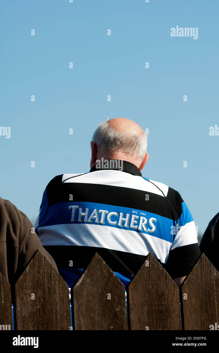 Spectator at Bath rugby ground, Somerset, England, UK Stock Photo