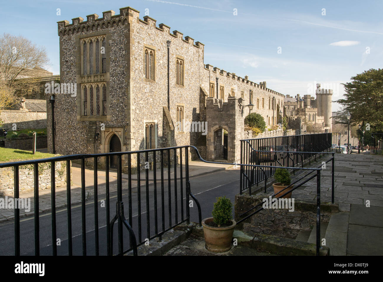 London Road and St Wilfred's Priory, Arundel, West Sussex Stock Photo