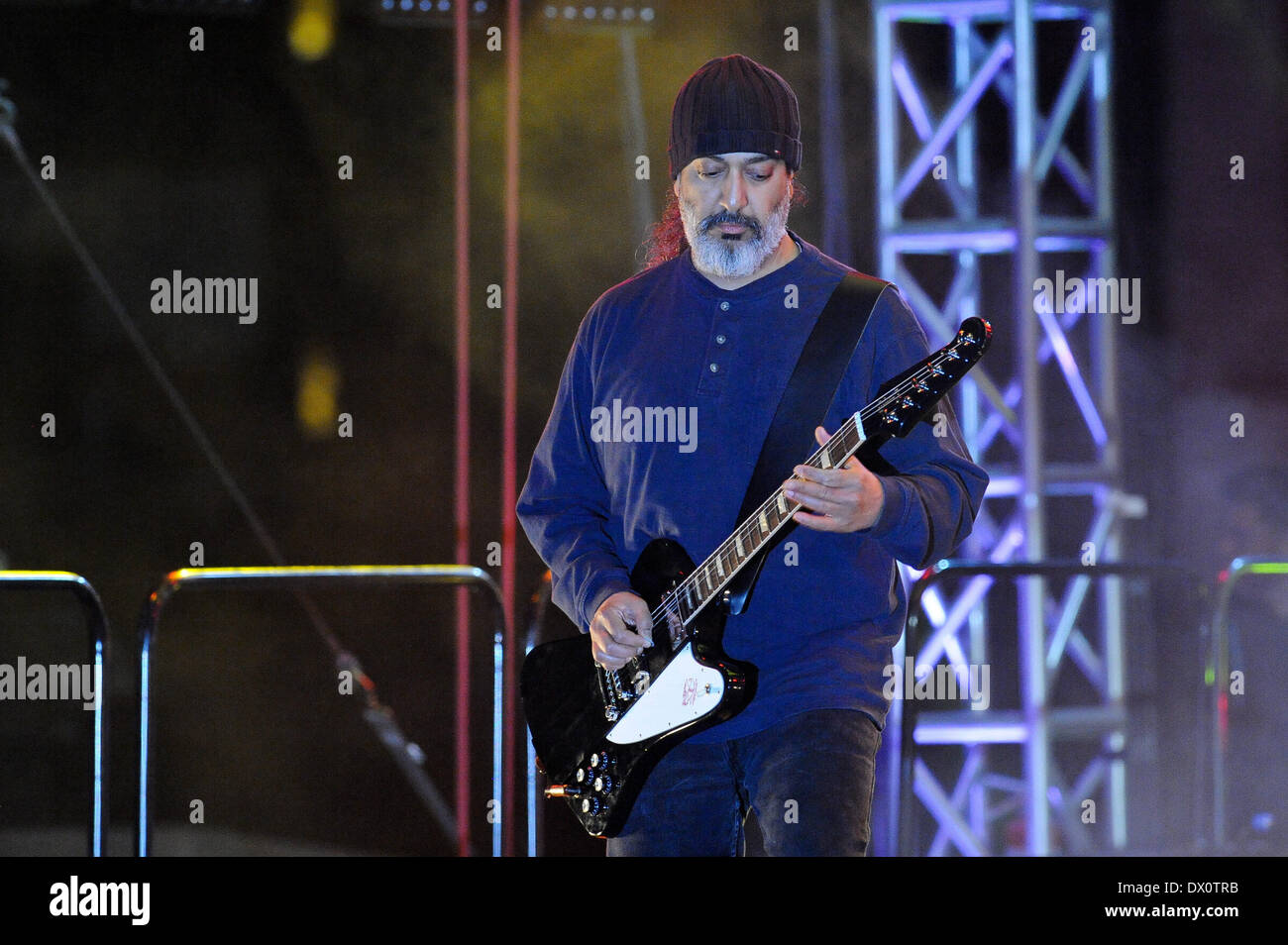 Austin, Texas, USA. 14th Mar, 2014. Kim Thayil of Soundgarden performs in concert at the Guitar Center Direct TV live stream show from a roof top party during South By Southwest (SXSW) on March 14, 2014 in Austin, Texas - USA (Photo by Manuel Nauta/NurPhoto) © Manuel Nauta/NurPhoto/ZUMAPRESS.com/Alamy Live News Stock Photo
