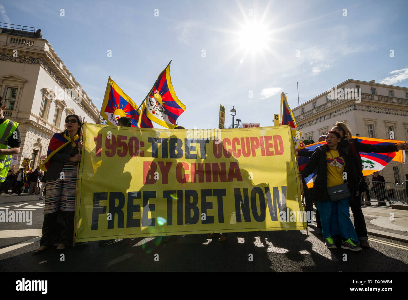 Annual Tibet protest march for Freedom from Chinese occupation in London Stock Photo
