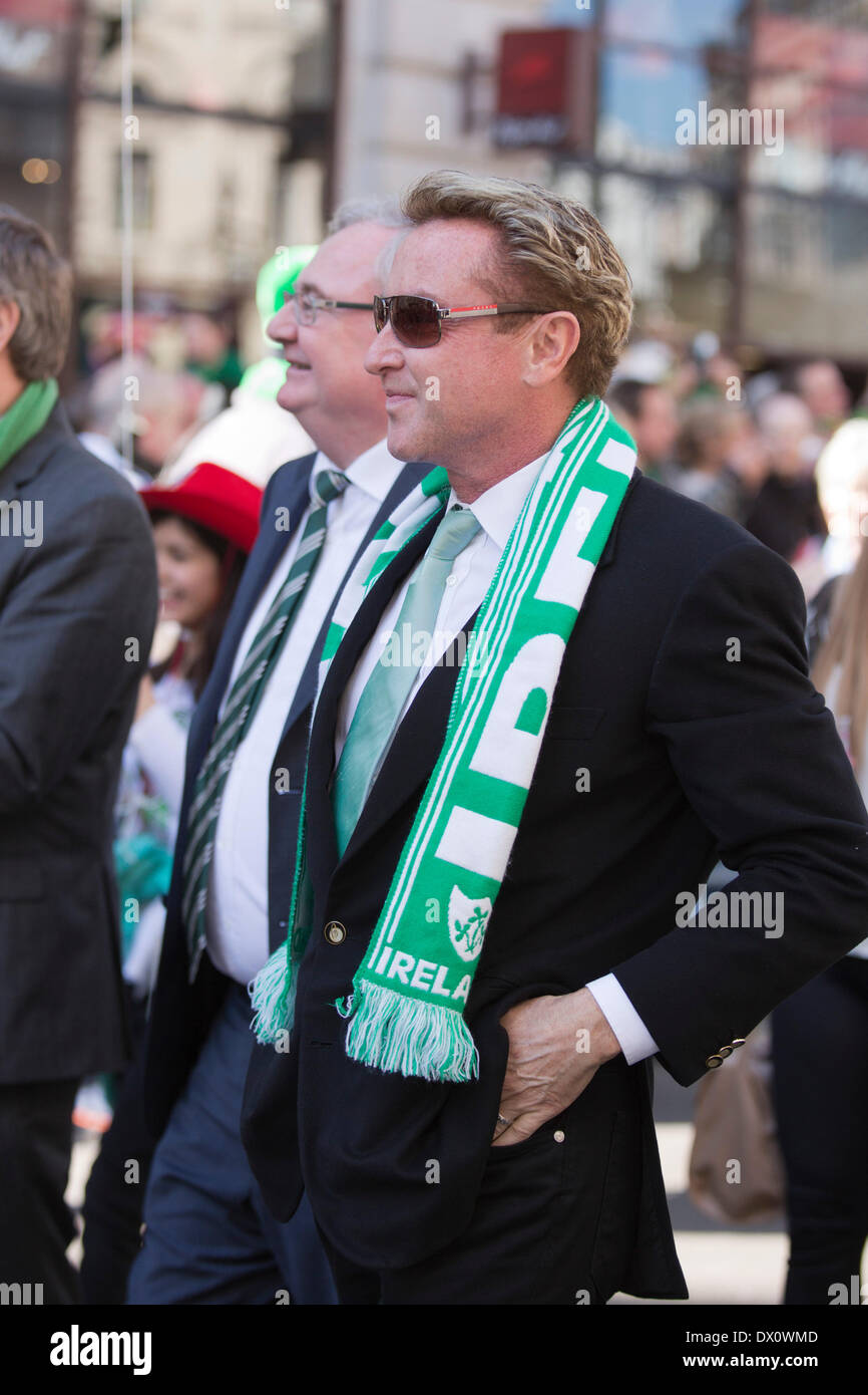 London, UK. 16th Mar, 2014. Michael Flatley leads the parade. St. Patrick's Day Celebrations in Central London, United Kingdom. Credit:  Nick Savage/Alamy Live News Stock Photo