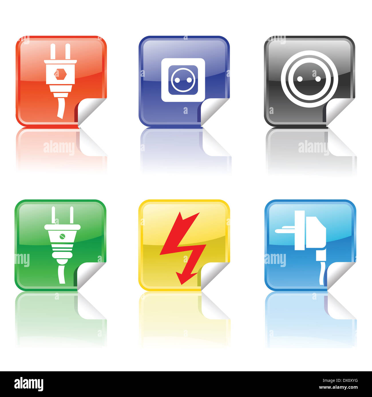 colorful illustration with electric icons for your design Stock Photo