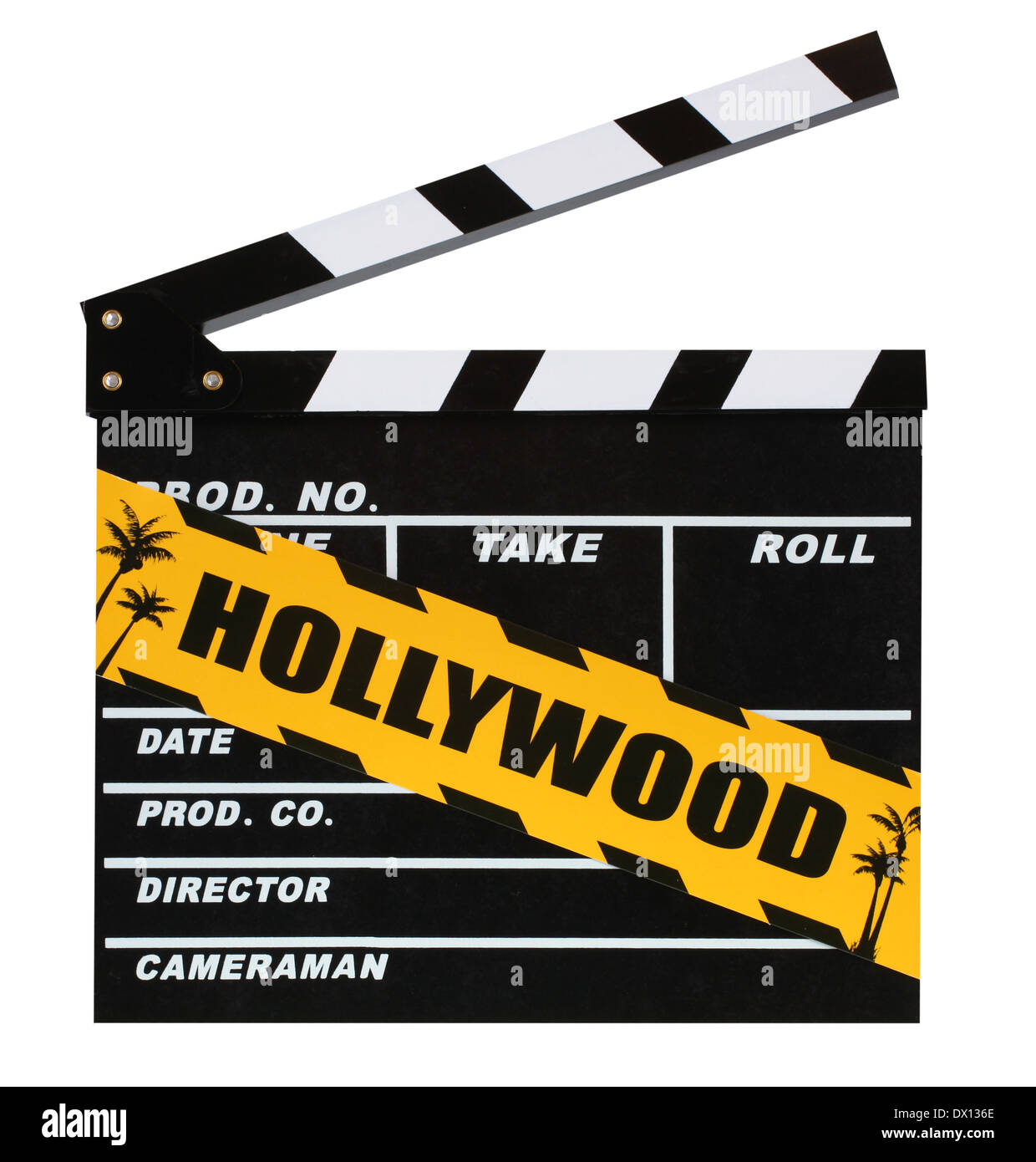 Blank movie production clapper board on white background Stock Photo