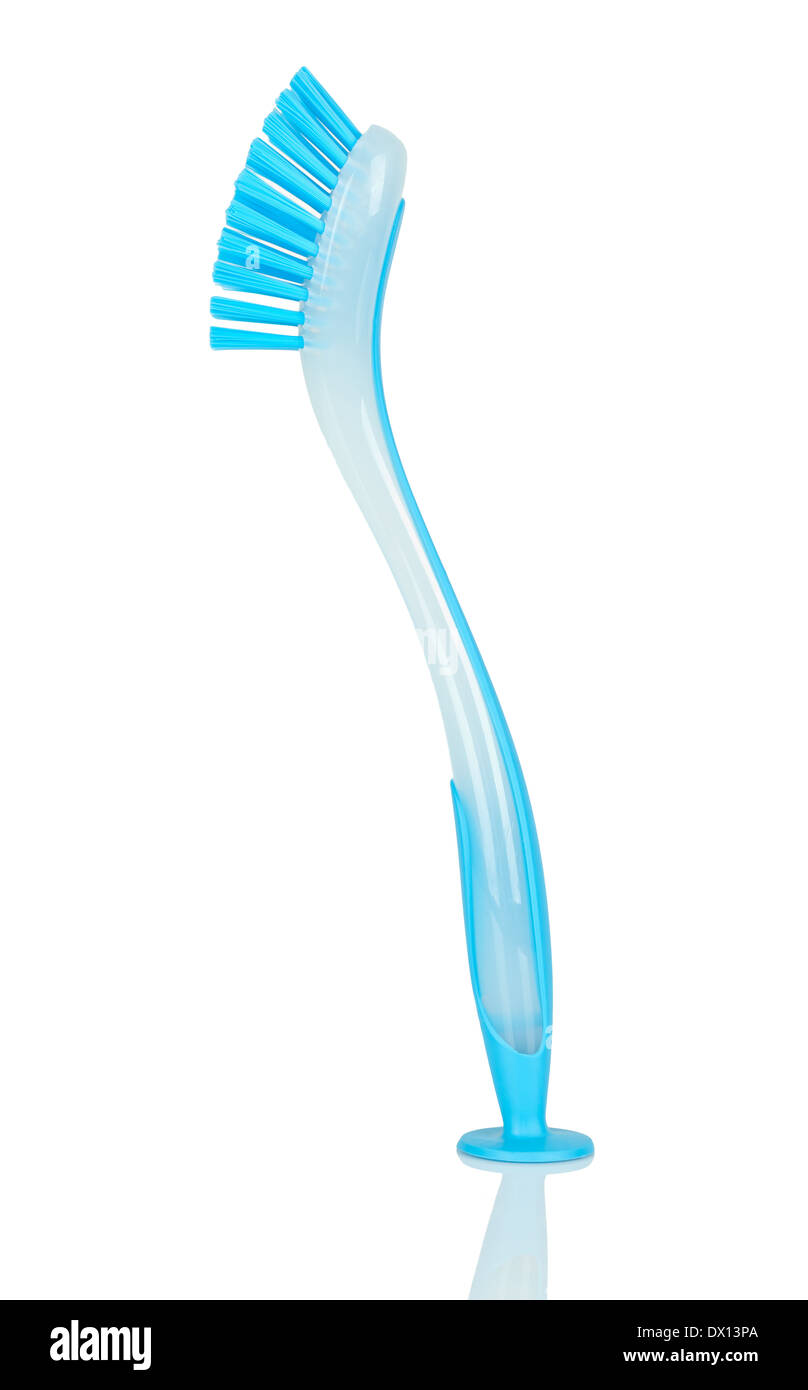 Blue plastic brush isolated on white background Stock Photo - Alamy