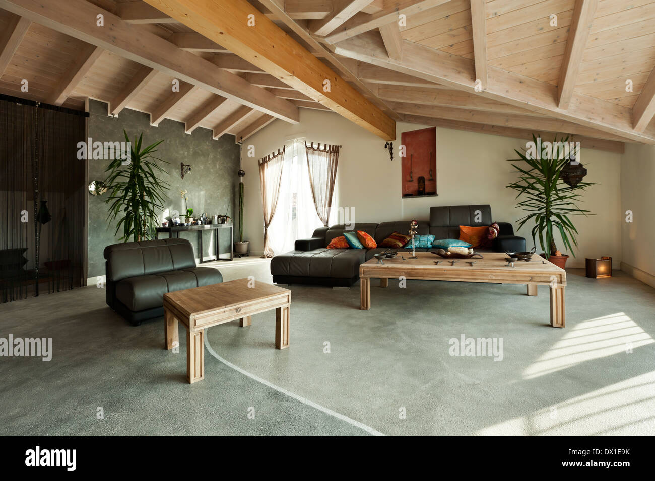interior new loft, ethnic furniture, living room Stock Photo - Alamy