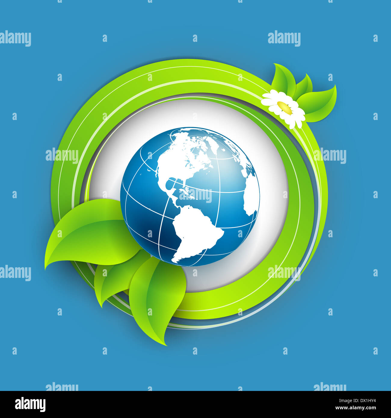 floral environmental frame with globe Stock Photo - Alamy