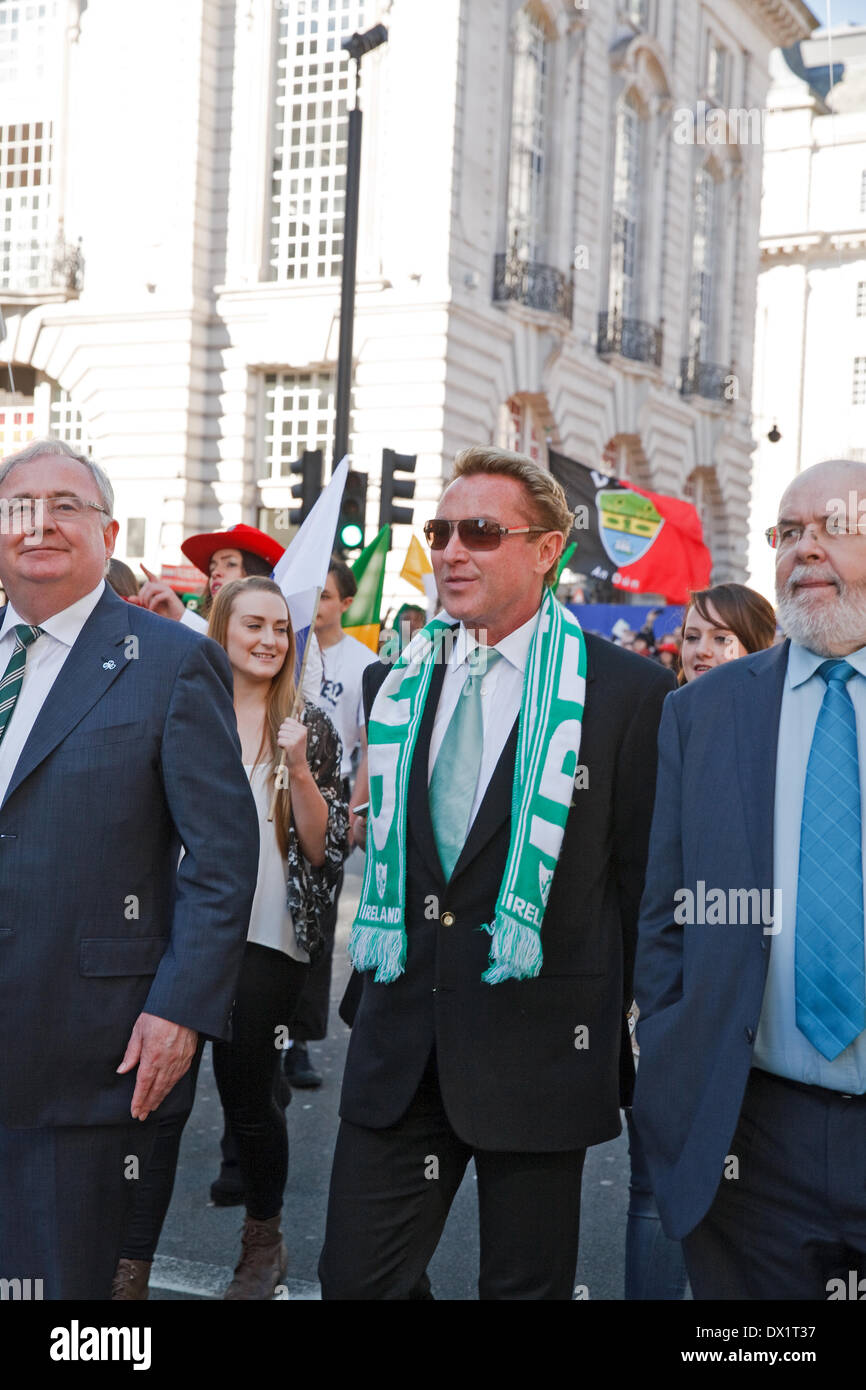 London,16th March 2014,Michael Flatley of riverdance fame lead the St Patrick's Day parade in London. Credit:  Keith Larby/Alamy Live News Stock Photo