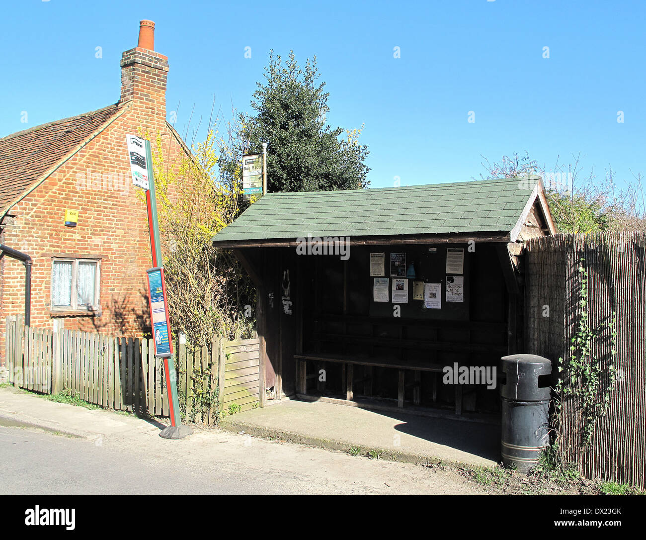 Traditional bus stop in Shoreham Kent UK Stock Photo