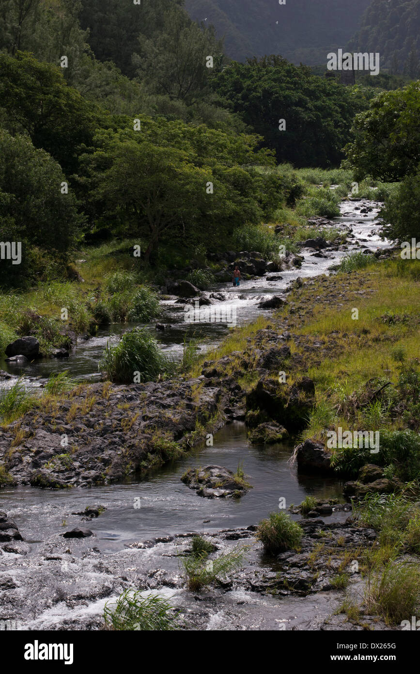 Grand Galet River. The cascade of Grand Galet or Langevin waterfall is
