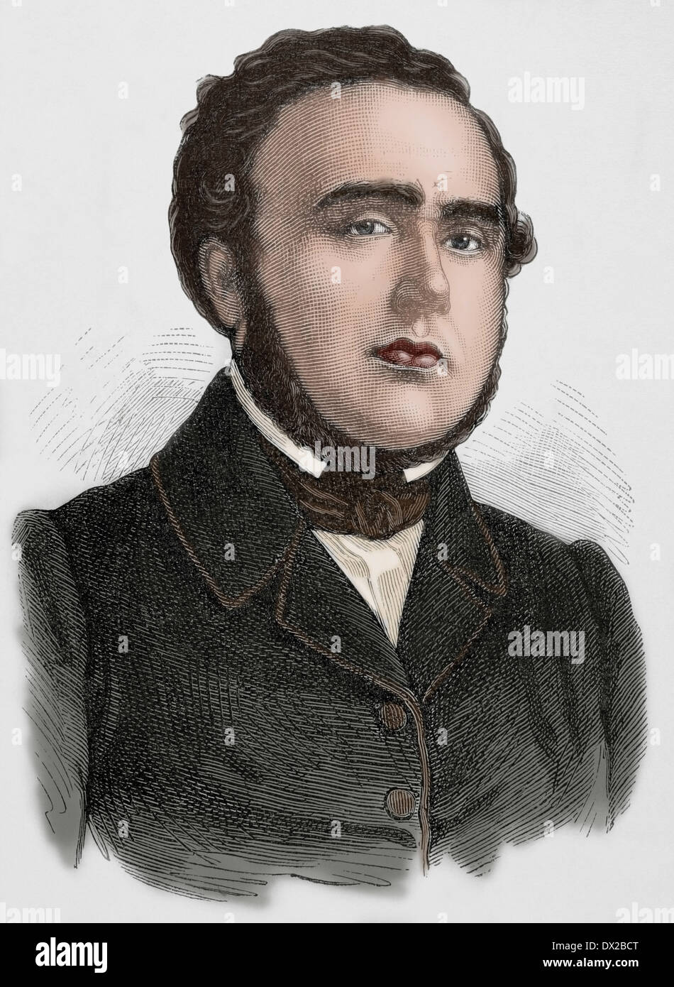 Alexandre Auguste Ledru-Rollin (1807-1874). French politician. Engraving in History of France, 1883. Colored. Stock Photo