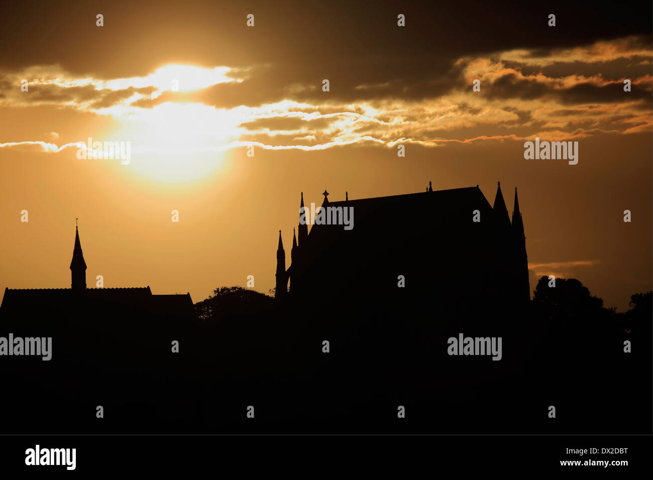 Summer sunset over Lancing College Chapel, Lancing College, Lancing ...