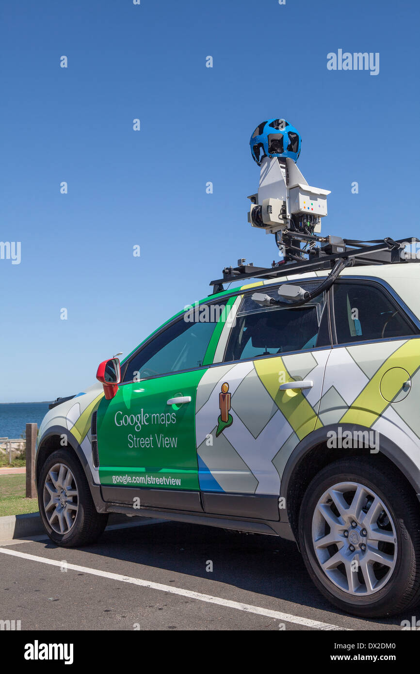 A Google Maps camera car parked by the sea in Sydney Stock Photo