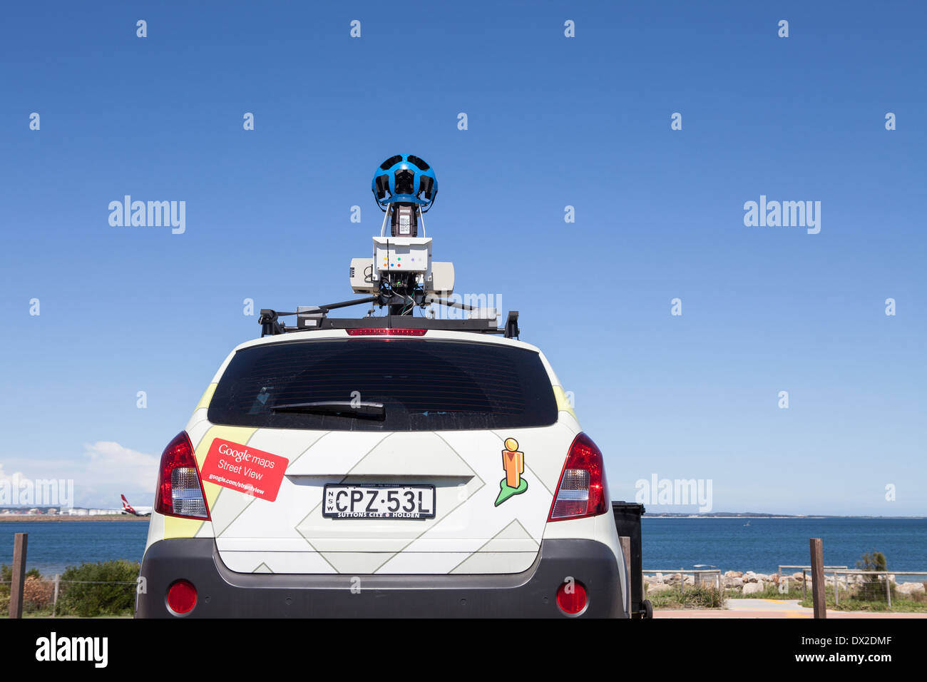 A Google Maps camera car parked by the sea in Sydney Stock Photo
