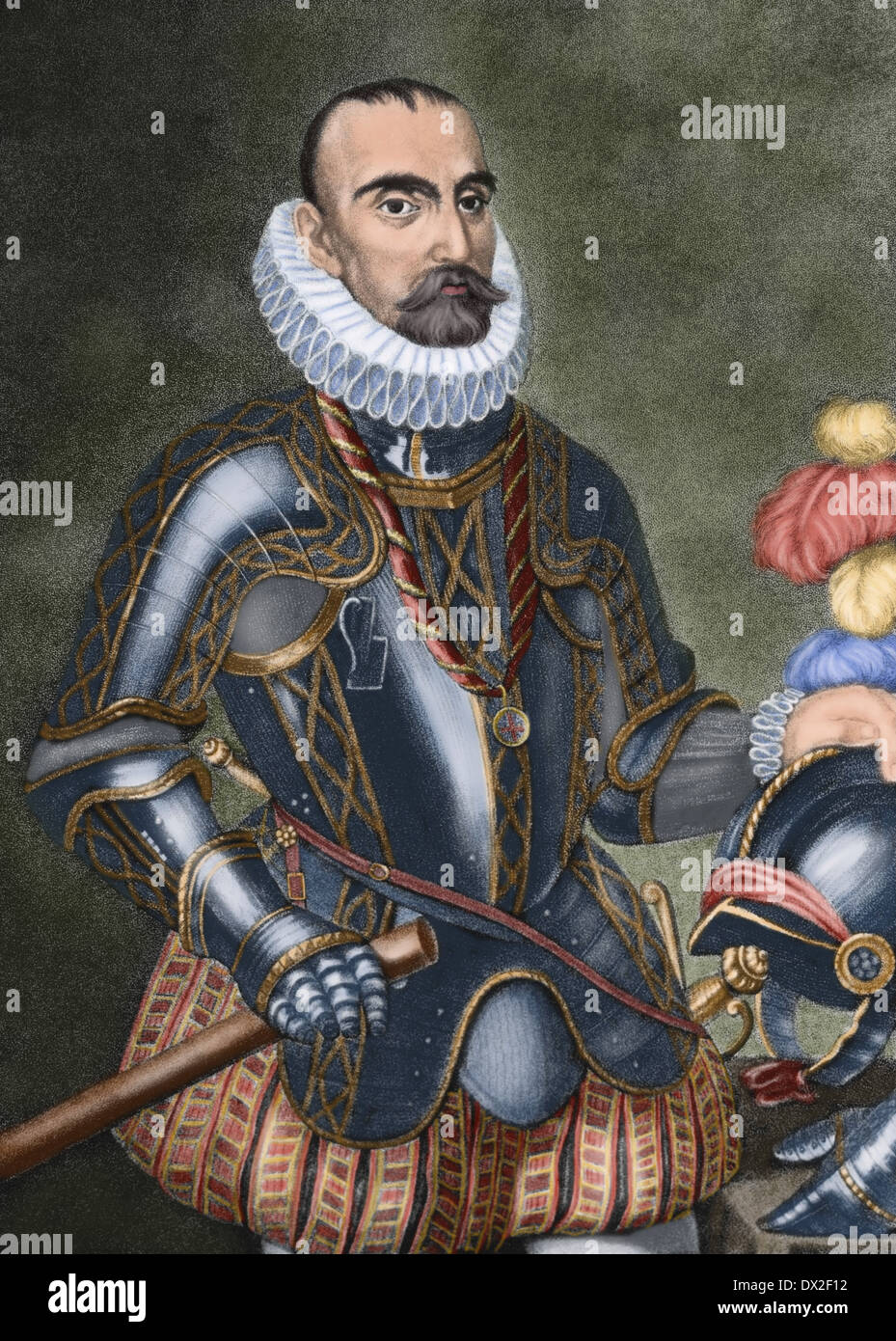 Gonzalo Fernandez de Cordoba (1453-1515). Spanish military known as El Gran Capitan. Engraving. Colored. Stock Photo