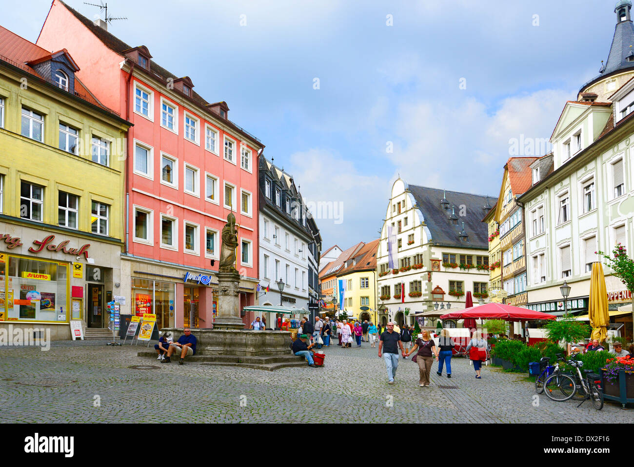 Street with shops Kitzingen Germany Bavaria Deutschland DE Bavaria Stock Photo