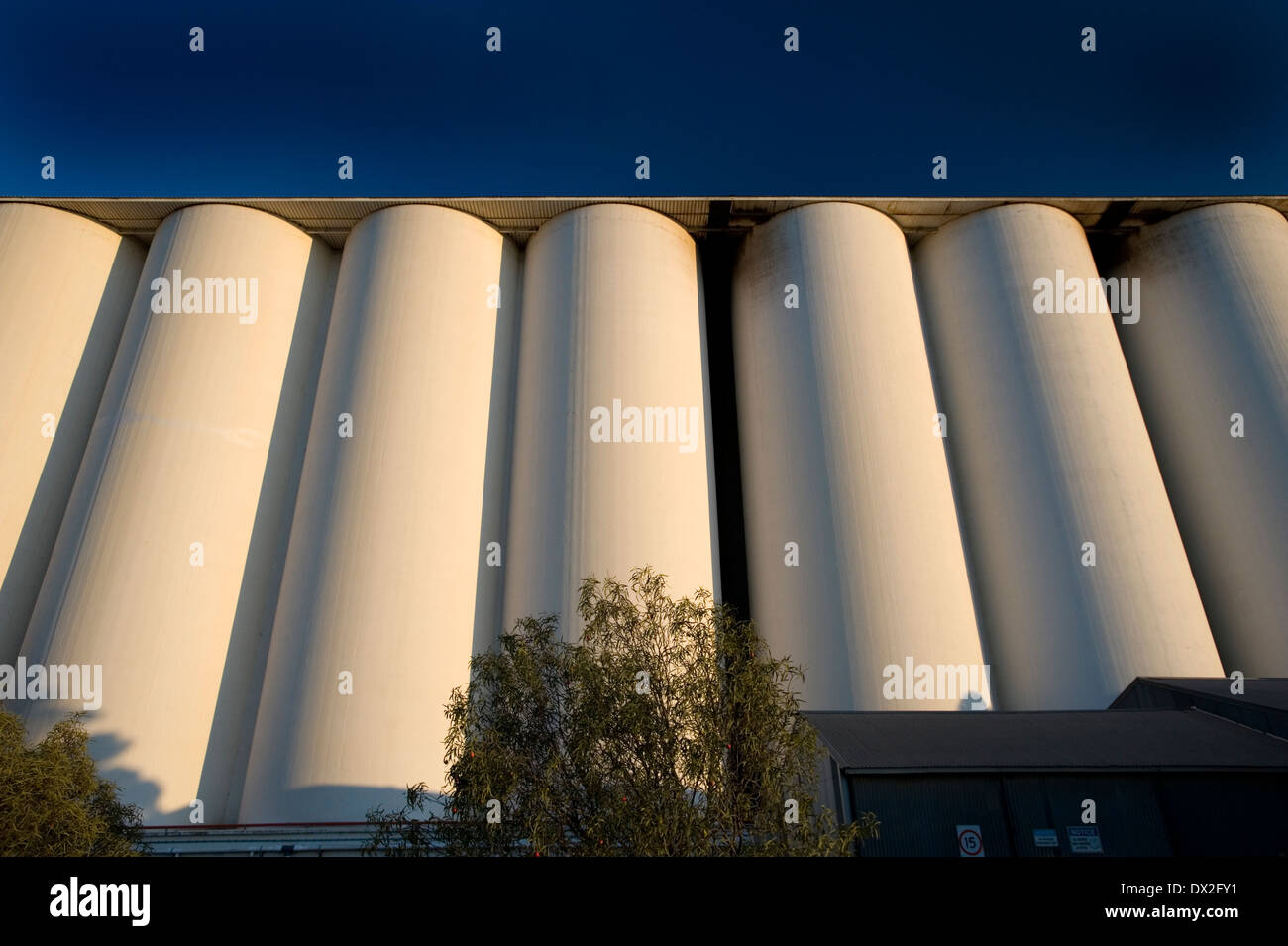 grain storage silos Stock Photo