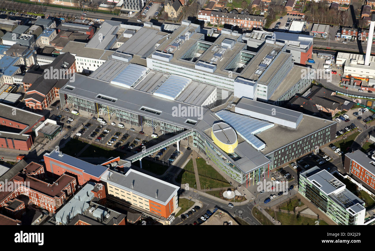 aerial view of Manchester Royal Infirmary hospital Stock Photo