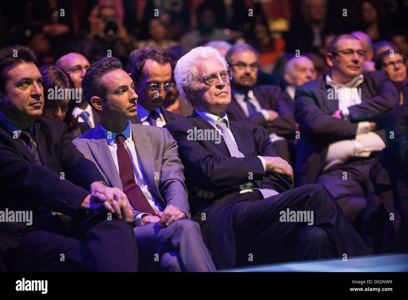 Paris, France. 13th Mar, 2014. Last great meeting Anne Hidalgo winter circus in the presence of heads of lists each district and personalities as Christine Bravo, Lionel Jospin, Bertrand Delano√É¬´, the mayor of Rome ignazio marino and the Mayor of Dakar Khalifa Ababacar Sall. © Michael Bunel/NurPhoto/ZUMAPRESS.com/Alamy Live News Stock Photo