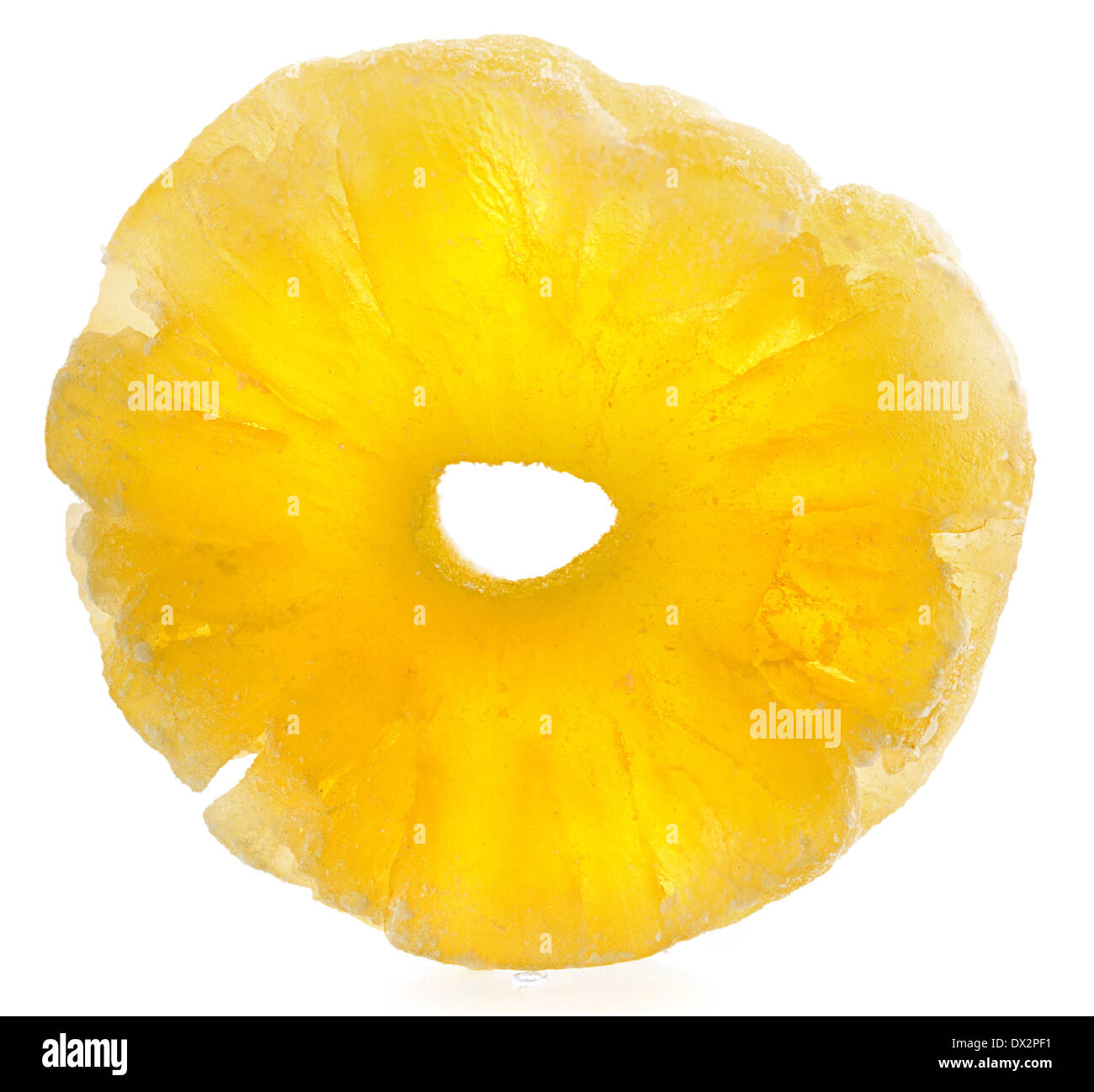 candied pineapple slice. Isolation on white background Stock Photo