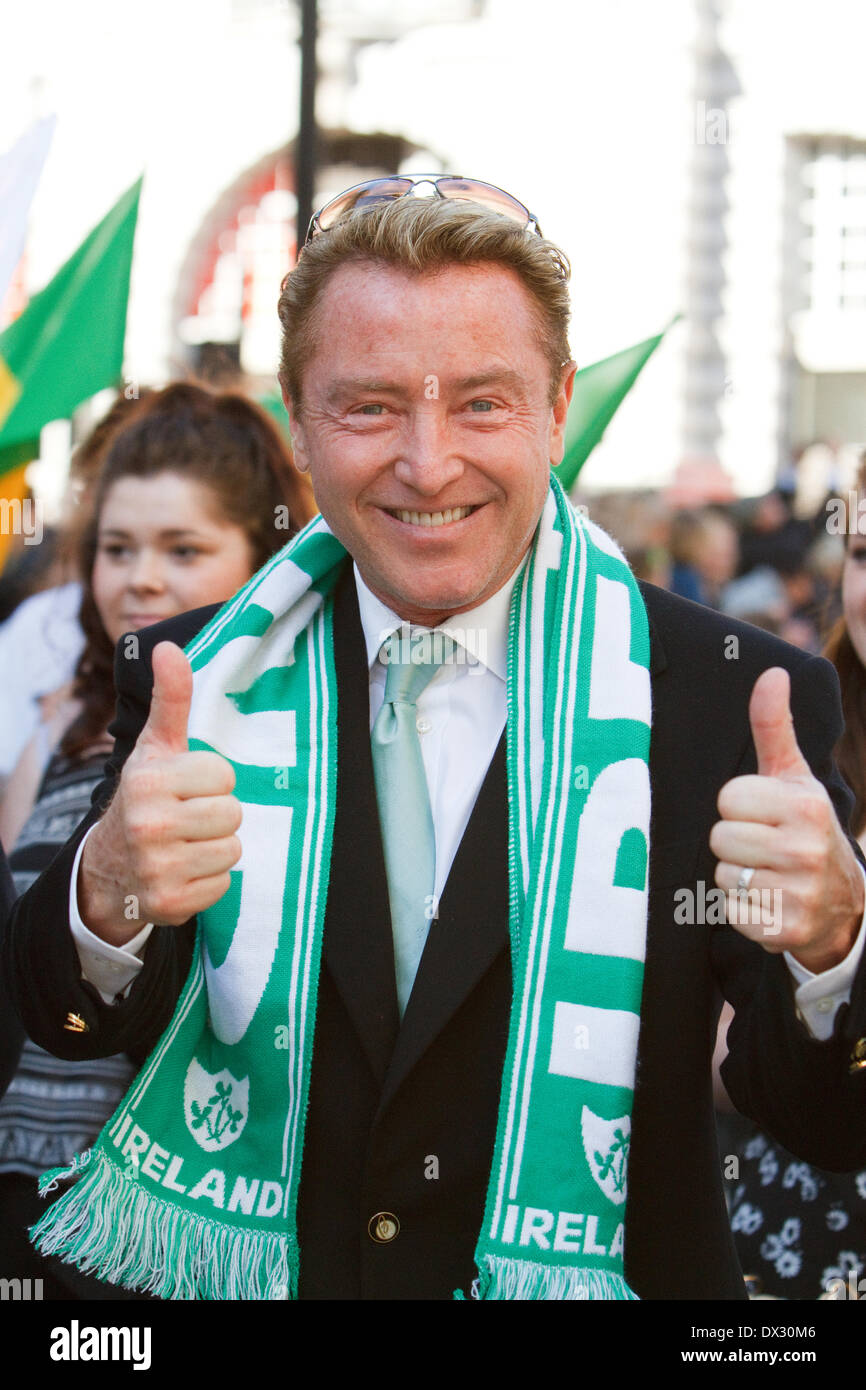 London,16th March 2014,Michael Flatley gives the thumbs up at the St Patrick's Day parade in Londo Credit: Keith Larby/Alamy Live News Stock Photo