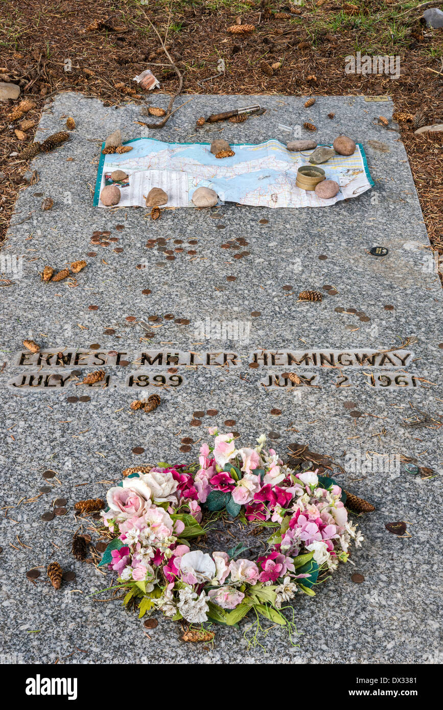 Ernest Hemingway grave at Ketchum Cemetery in Ketchum, Idaho, USA Stock
