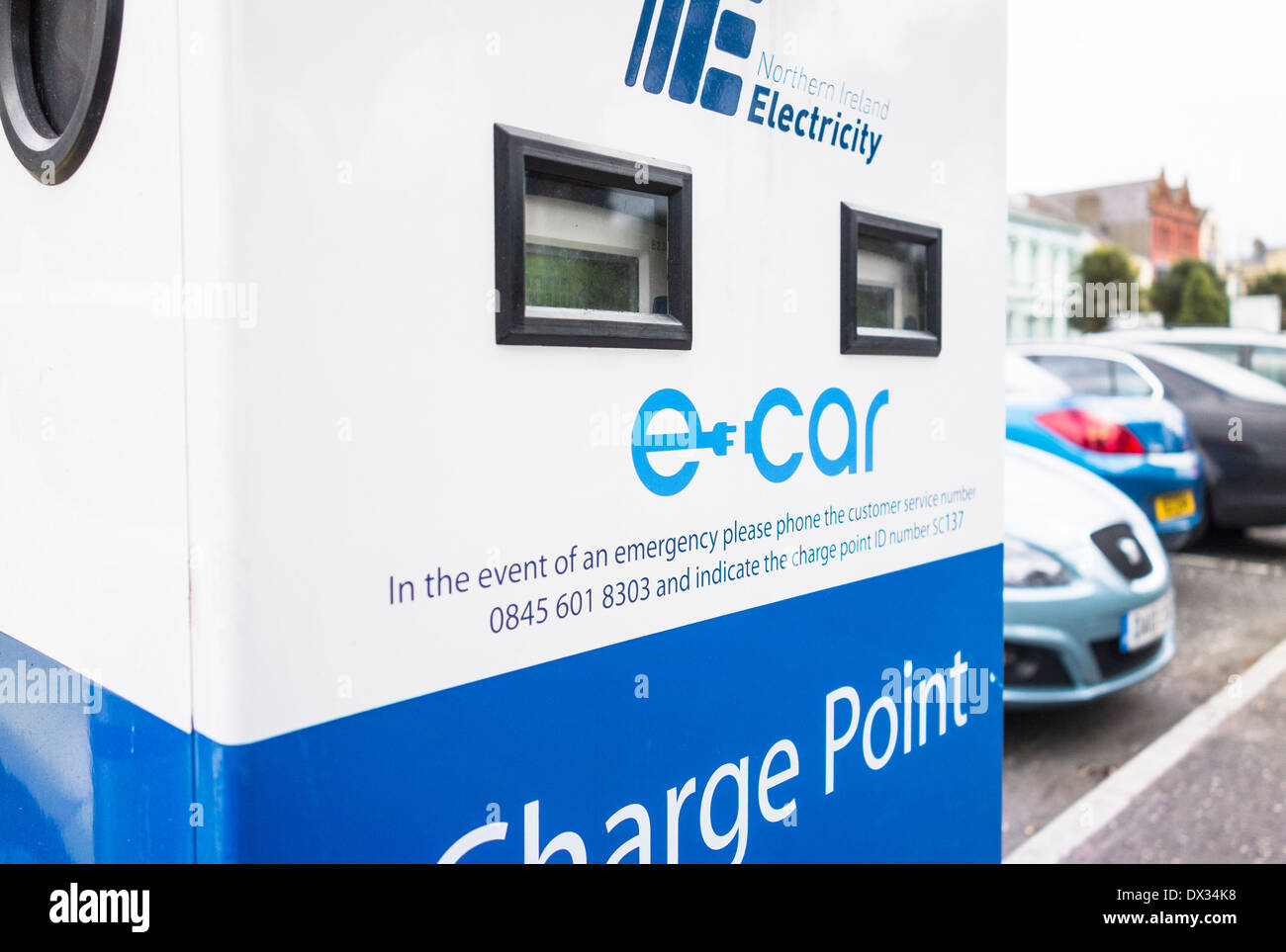 Electric Vehicle Charge Point, Quay Street, Bangor, Co. Down Stock