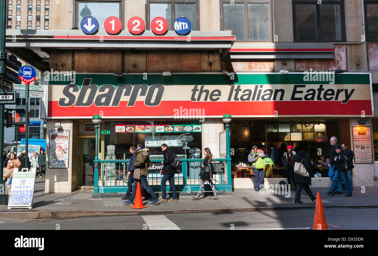 A Sbarro restaurant in Herald Square in New York Stock Photo