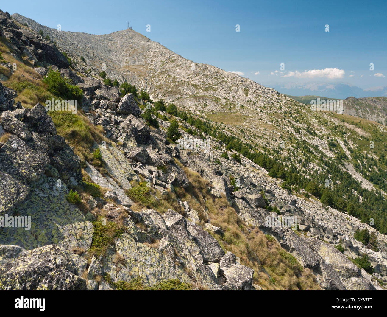 Summit of Pelister (2601m) from the ascent of Rocky Trail - Pelister National Park, Republic of Macedonia Stock Photo