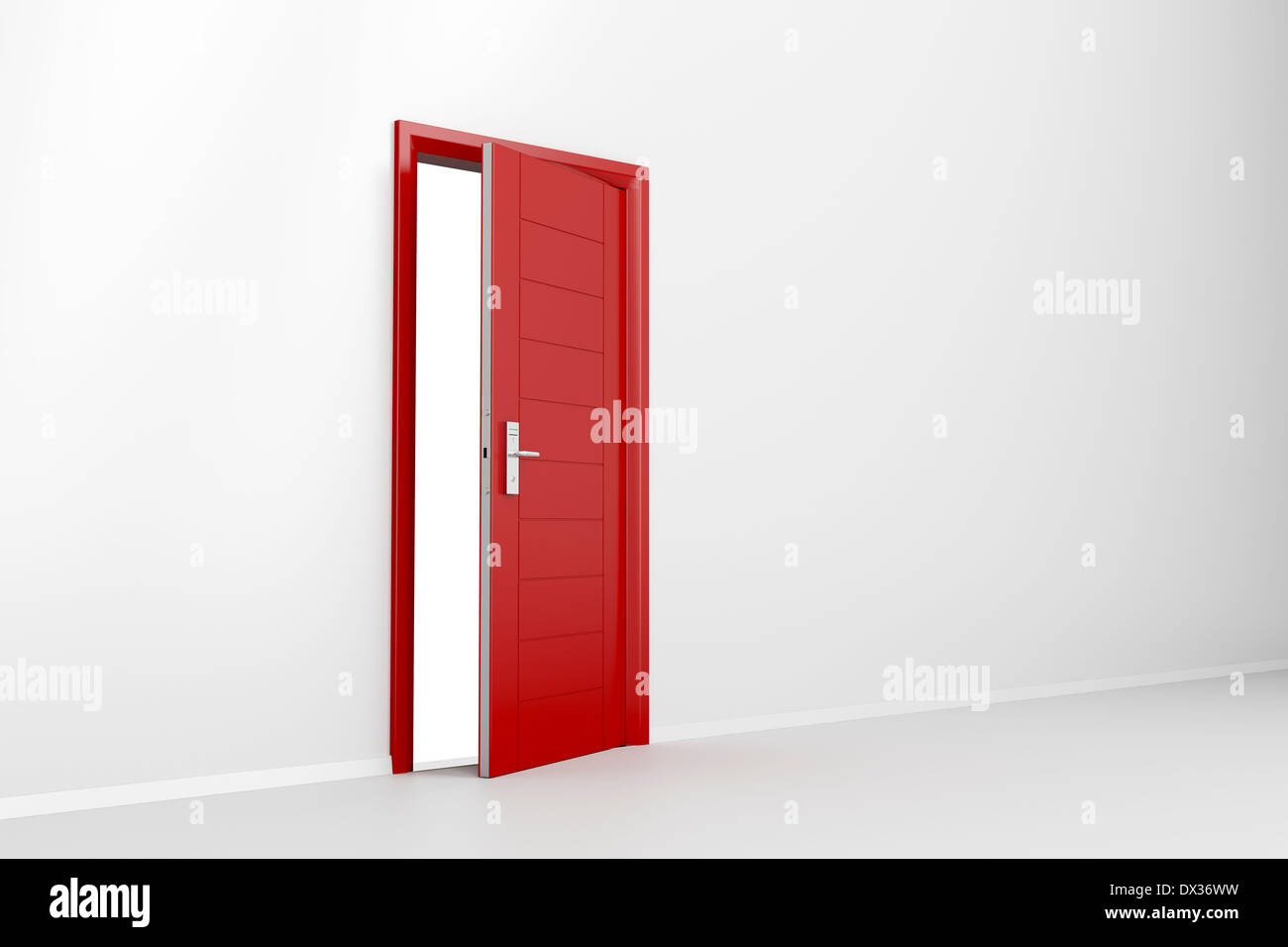 Opened door with electronic keycard lock Stock Photo