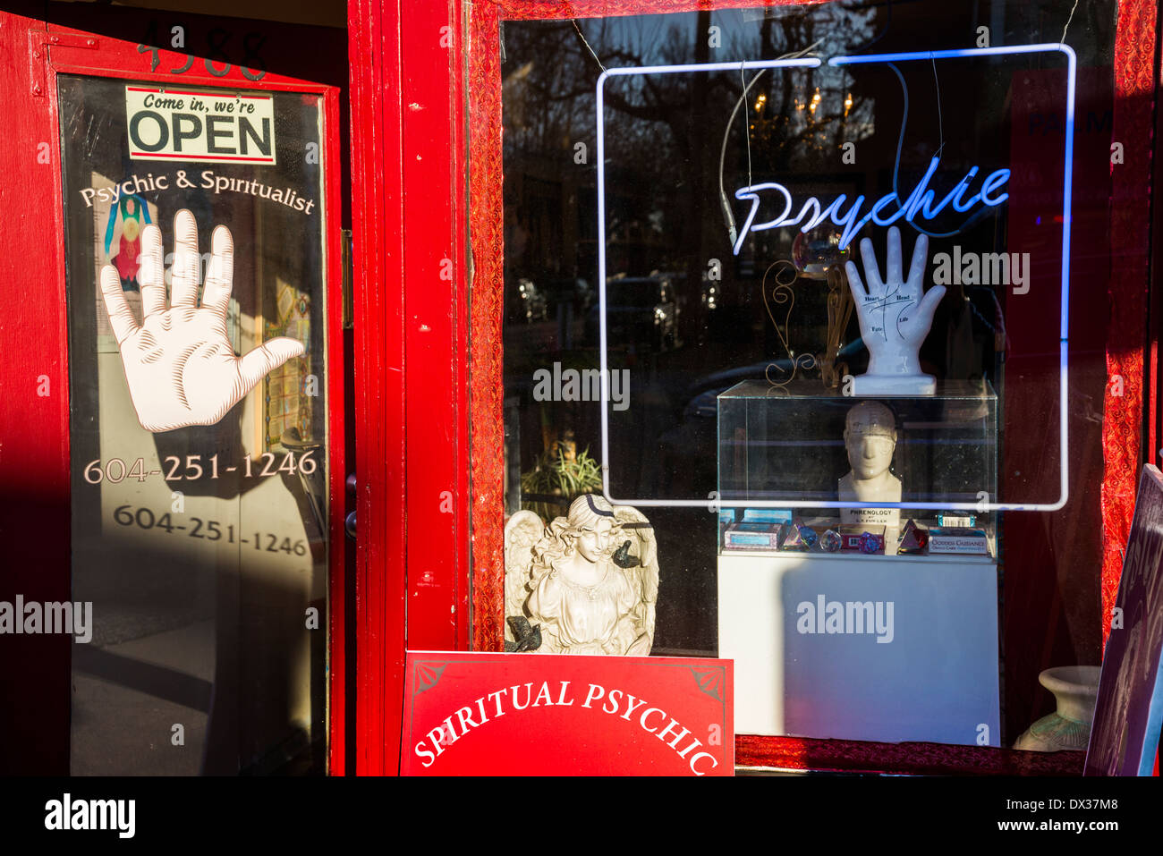 Psychic, Spiritualist Storefront window Stock Photo